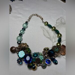 Vintage Turquoise Stone Bib Statement Necklace